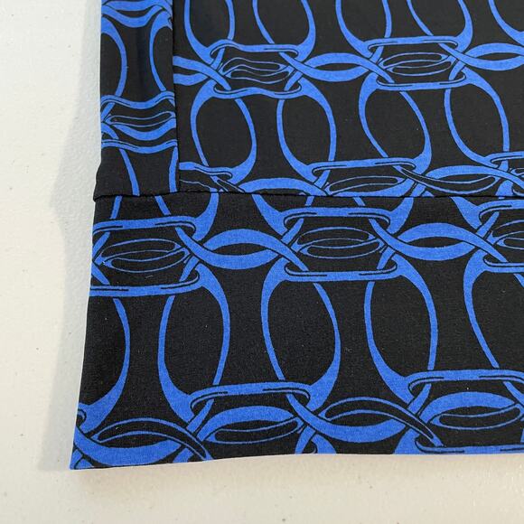 MICHAEL KORS Blue Geometric Draped  Short Sleeve Top M - Picture 4 of 8